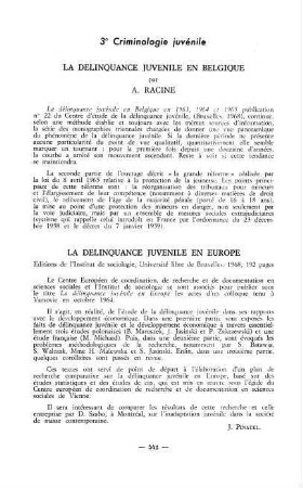 542-545, 3. Criminologie juvénile