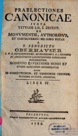 Praelectiones Canonicae Ivxta Titulos Lib. I. Decret., 4