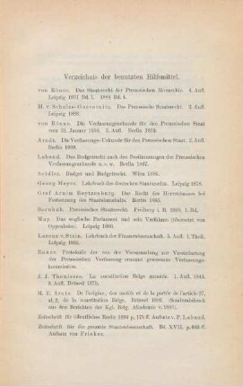Verzeichnis der benutzten Hilfsmittel