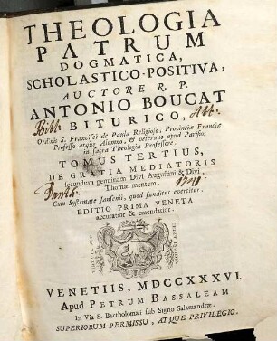 Theologia patrum dogmatica, scholastico-positiva, 3