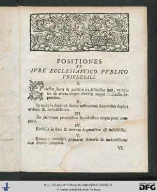 Positiones Ex Universa Iurisprudentia Sacra.
