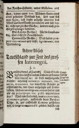Achter Absatz. Teutschland zur Zeit des grossen Interregni. - Neundter Absatz. Teutschland unter den Habsburgischen und Luxemburgischen Käysern.