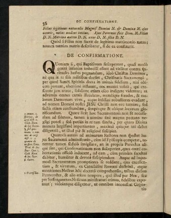 56-78, De Confirmatione; De Sacra Eucharistia; De Sacrosancto Missae Sacrificio