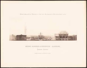 Hervorragende Projekte für den Hamburger Rathausbau 1876: Vorderansicht