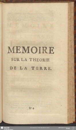 Mémoire Sur La Théorie De La Terre