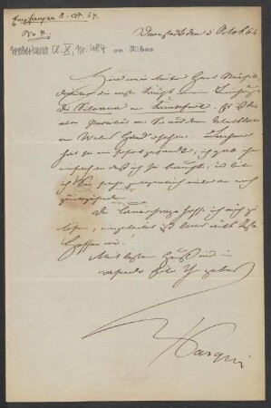 Brief an Friedrich Wilhelm Jähns : 05.10.1864