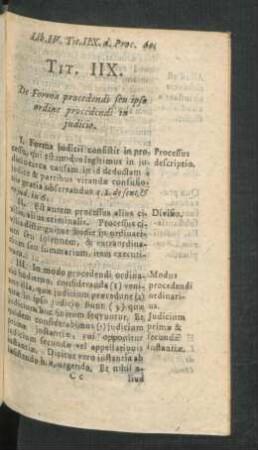 Tit. IIX. De Forma procedendi seu ipse ordine procedendi in iudicio