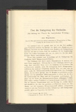 Über die Umlagerung des Cinchonins.