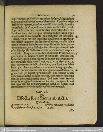 Cap. VII. De Effectu Reiectionis ab Actis