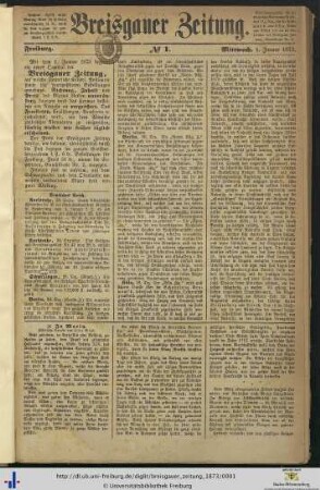 25. Jg. (Januar bis Juni): Breisgauer Zeitung
