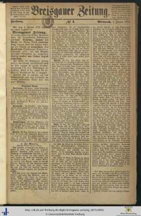 25. Jg. (Januar bis Juni): Breisgauer Zeitung