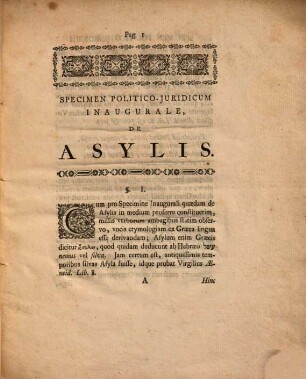 Specimen politico-iuridicum inaugurale de Asylis