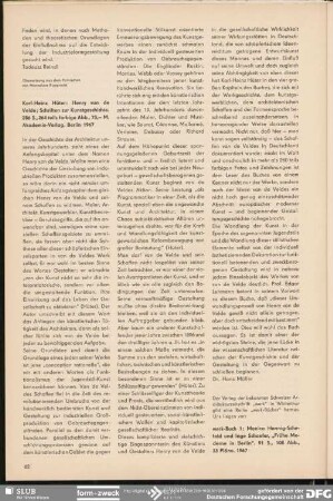 Karl-Heinz Hüter „Henry van de Velde“ : Notiert und glossiert