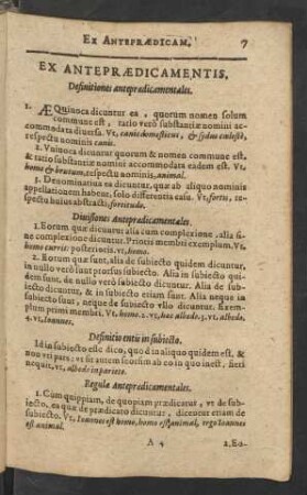 Ex Antepraedicamentis.