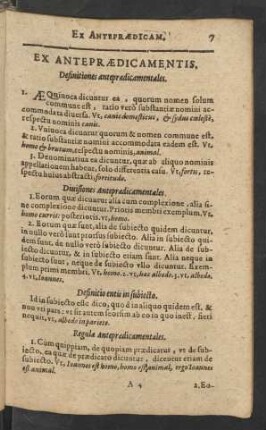 Ex Antepraedicamentis.