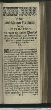 Eines Aufrichtigen Frommen Politi Instruction