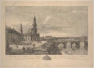 Dresden vom linken Elbufer oberhalb der Augustusbrücke (Die Hofkirche)