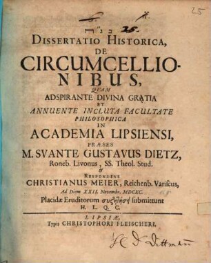 Diss. hist. de circumcellionibus