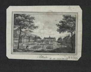 Ansicht von Schloss Pillnitz bei Dresden, Lithographie, um 1840 : Pillnitz. - [S.l.] , [um 1840?]. - 1 Kunstbl. : Lithographie ; 8 x 5 cm