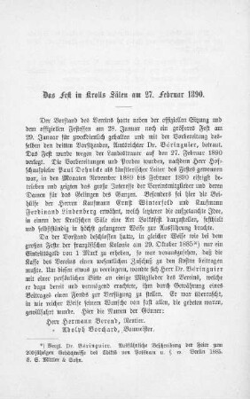 Das Fest in Krolls Sälen am 27. Februar 1890