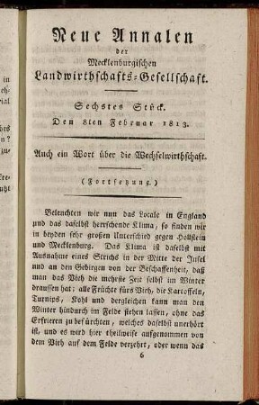 Sechstes Stück. Den 8ten Februar 1813.