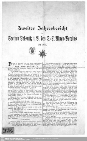 2.1894(1895): Jahresbericht der Section Oelsnitz i. V. des D.-O. Alpen-Vereins : pro ...