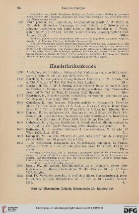 Handschriftenkunde (Nr. 1034-1051)