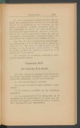 Capítulo XIII - Del verificativo de la elección.
