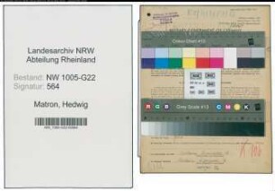 Entnazifizierung Hedwig Matron , geb. 24.01.1906 (Milchverteilerin)