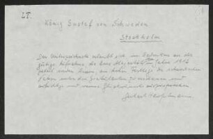 Brief von Gerhart Hauptmann an Gustaf 