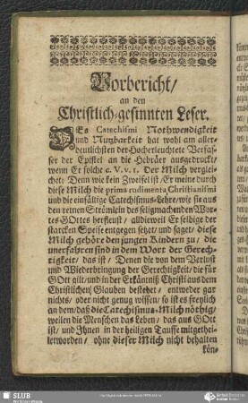 Vorbericht an den Christlich gesinnten Leser