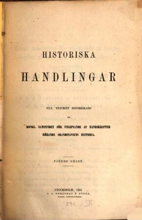 Historiska handlingar. 4. 1864