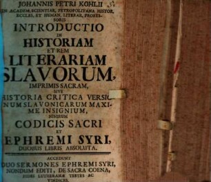 Introductio in historiam et rem litterariam Slavorum imprimis Sacram