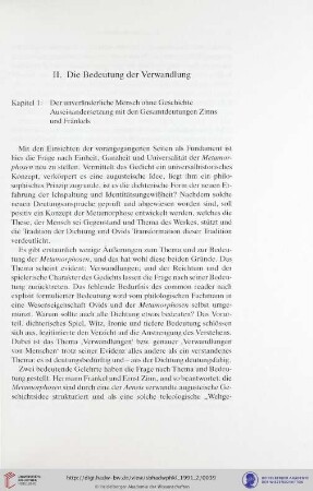 II. Die Bedeutung der Verwandlung