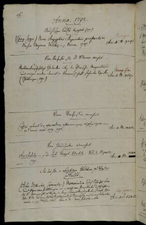 Aus hiesiger Casse bezahlt. (1791.) - Vom Verfasser Hhn D. Wloemen verehrt. - Vom Verfasser [Jean-Dominique de Cassini] verehrt. - Vom Herausgeber [Johann Gottlieb Buhle] verehrt. - In des Hhn v. Leipziger Auktion zu Wezlar erkauft.