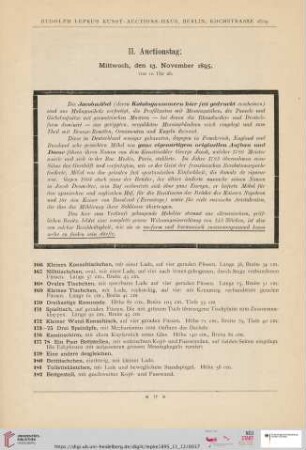 II. Auctionstag: Mittwoch, den 13. November 1895 (Nr. 166 - 299)