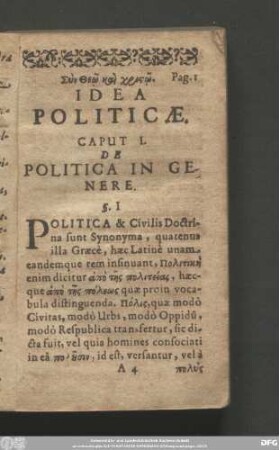[...] Idea Politicae.