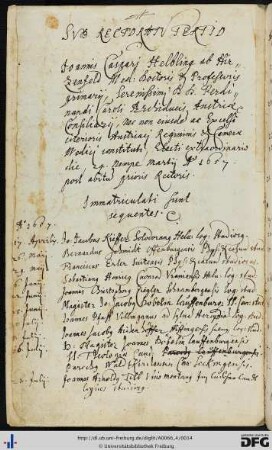 [fol. 6] Rektorat Johann Caspar Helbling 1657/58