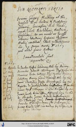 [fol. 6] Rektorat Johann Caspar Helbling 1657/58