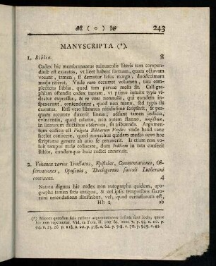 243-257, 1. Biblia. - 5. Acta Cameralia. Tomus I.