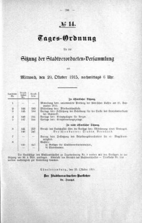 Tages-Ordnung No. 14. (144-151), 20. Oktober 1915