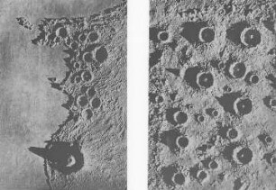 Links: Mondoberfläche; rechts: Vesuv in Italien : Technikgeschichte | Astronomie | Mond