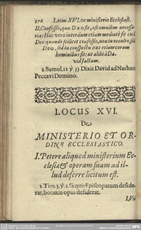 Locus XVI. De Ministerio Et Ordine Ecclesiastico