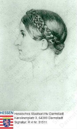 Thiersch, Johanna geb. Freiin v. Liebig (1836-1926) / Porträt im rechten Profil, Kopfbild