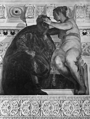 Allegorien und Landschaftsdarstellungen — Fortuna, Abundantia und Fede & Saturn (Zeit) und Historia & Das Schicksal (Zufall) bekrönt einen schlafenden Mann