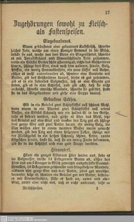 Zugehörungen sowohl zu Fleisch- als Fastenspeisen