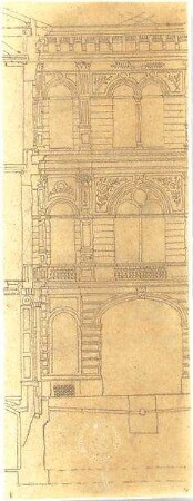 Zocher, Ernst; Architekturstudien - Gebäude (Teilansicht, Schnitt)