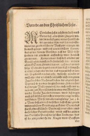 Vorrede an den Christlichen Leser.