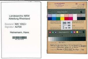 Entnazifizierung Hans Heinemann, geb. 20.01.1922 (Schreiner)