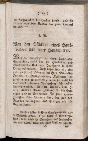 §. III. Von den Pflichten eines Hausvaters und einer Hausmutter.